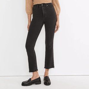 Women’s Madewell Petite Cali Demi Boot Jeans Size 27P (Black)